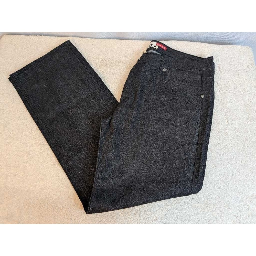 Kayden K Mens Slim Fit Dark Wash Denim Jeans 38x32 Straight Leg